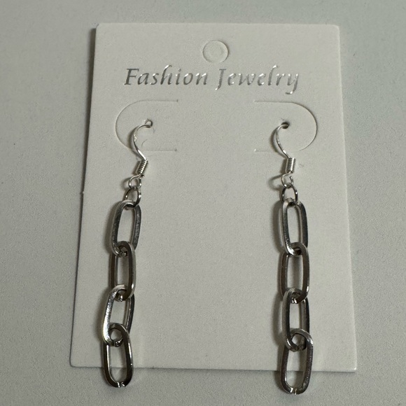 Silver Chain Link Drop Earrings - Picture 1 of 2